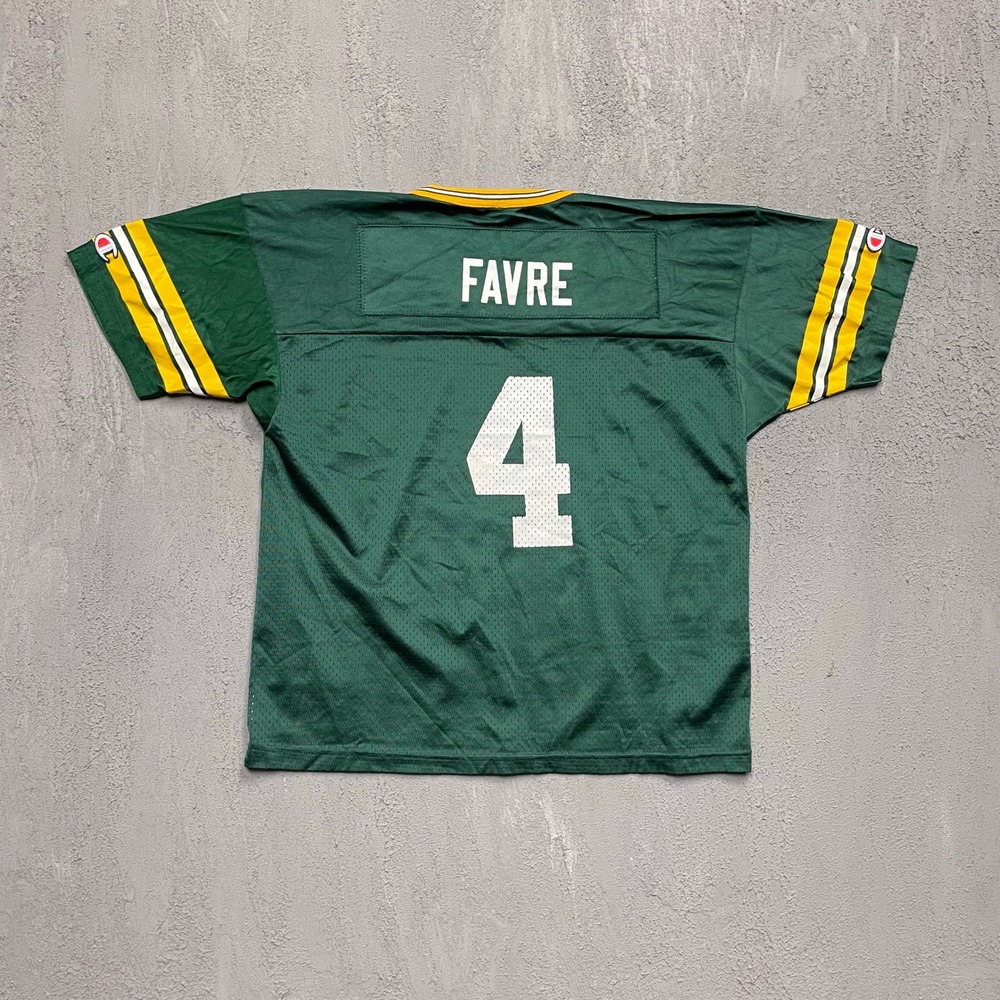 Vintage Green Bay Packers Favre Jersey Youth XL Green 90s Champion